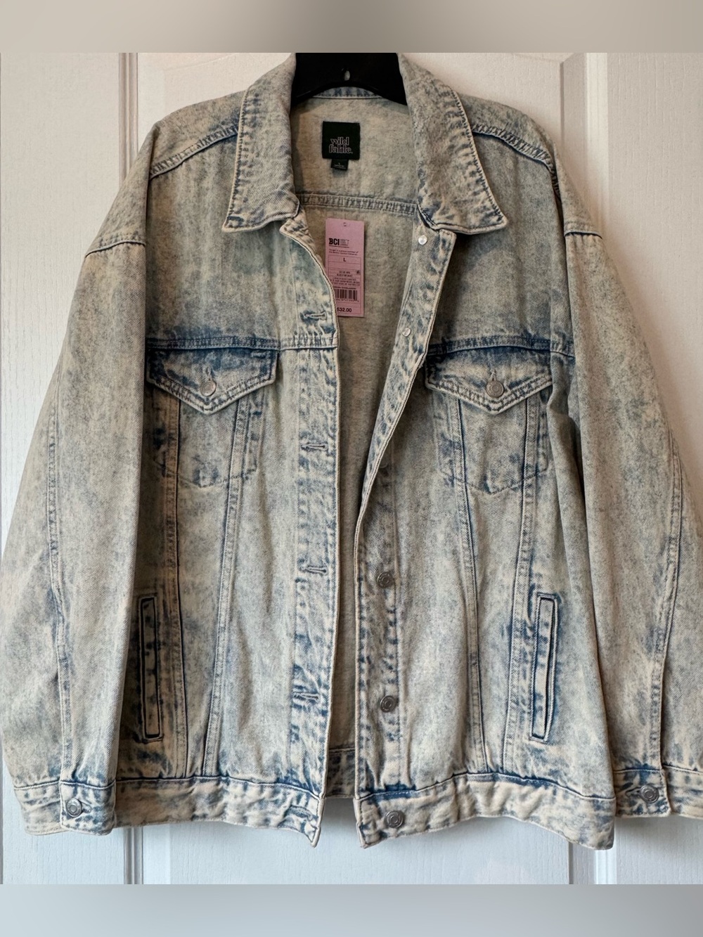 L Wild Fable Oversized Acid-Wash Denim Jacket in Light Blue